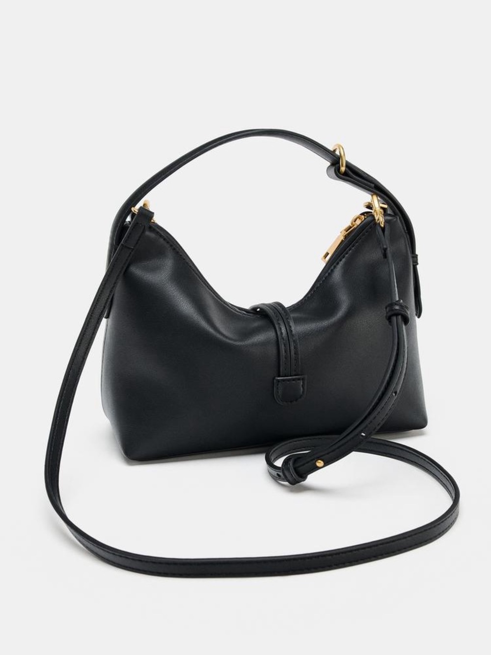 Zara Slouchy Vegan Leather Handbag with Gold Bead Accents - Picture 4 of 8